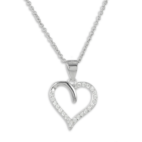 Collier Herz Silber 925 mit 22 funkelnden Zirkonia