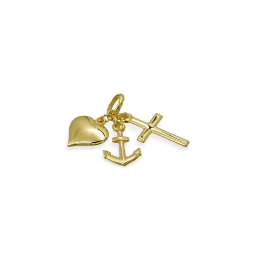 Anhänger „Faith & Love“ – Herz, Anker & Kreuz
