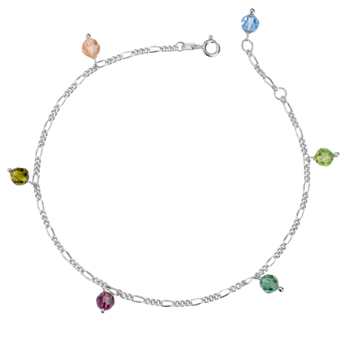 Fußkette mit Swarovski® Kristallen – 925er Silber, Made in Germany