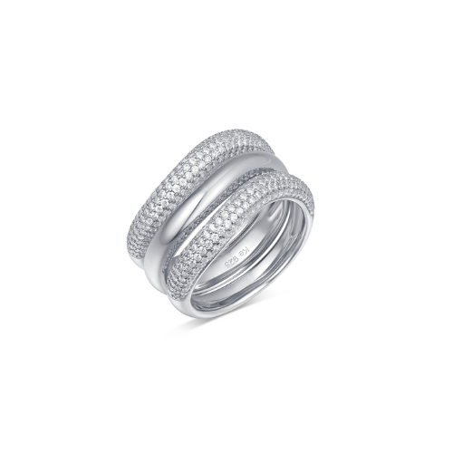 3er Damenring Zirkonia – 925er Silber rhodiniert