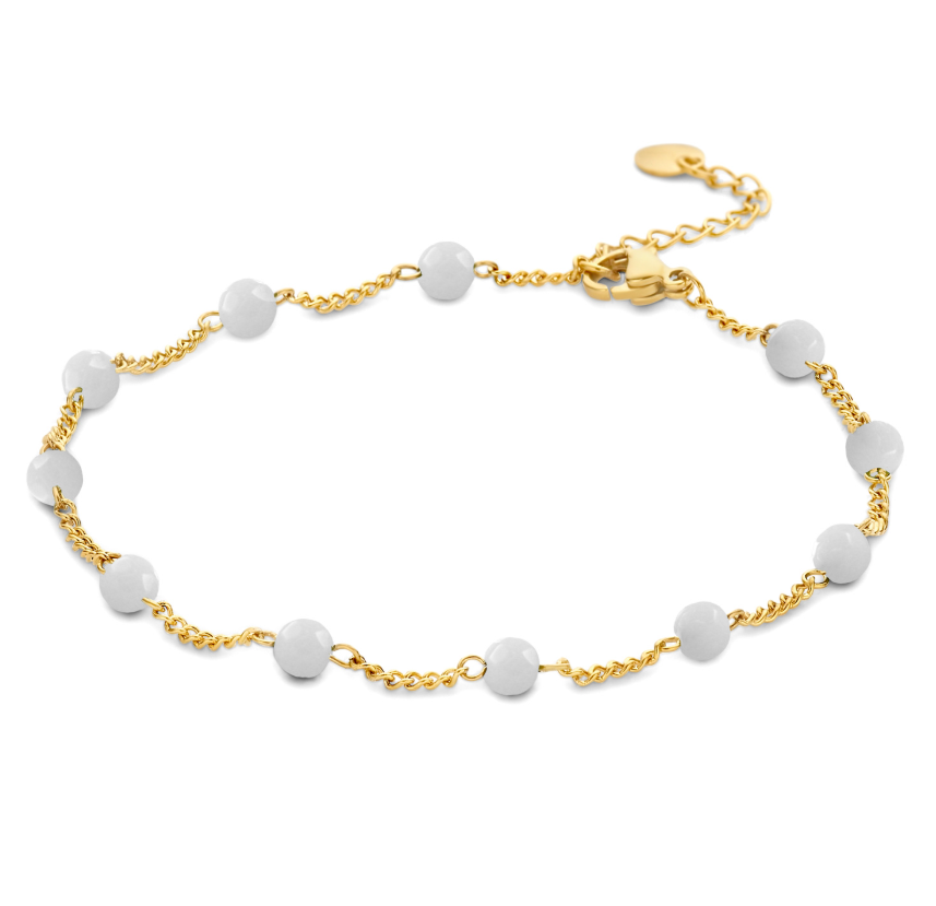 Lovebird Fußkette – Achat in Weiß & Grün